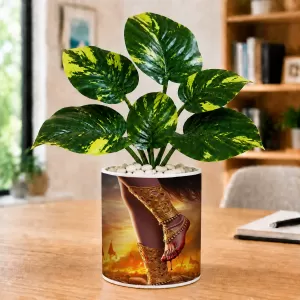 Artificial Tree Ceramic Photo Pot With White Stones 3x4 Inch (F166319) Artificial Tree Ceramic Photo Pot With White Stones 3x4 Inch (F166319)
