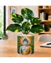 Artificial Tree Ceramic Photo Pot With White Stones 3x4 Inch (F166321)