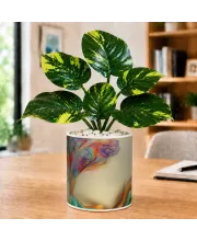 Artificial Tree Ceramic Photo Pot With White Stones 3x4 Inch (F166325)