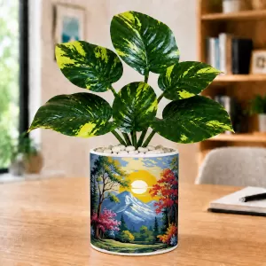 Artificial Tree Ceramic Photo Pot With White Stones 3x4 Inch (F166326) Artificial Tree Ceramic Photo Pot With White Stones 3x4 Inch (F166326)