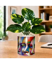 Artificial Tree Ceramic Photo Pot With White Stones 3x4 Inch (F166328)