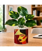 Artificial Tree Ceramic Photo Pot With White Stones 3x4 Inch (F166331)