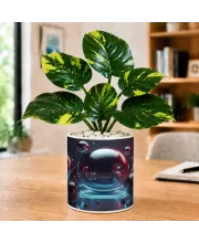 Artificial Tree Ceramic Photo Pot With White Stones 3x4 Inch (F166332)