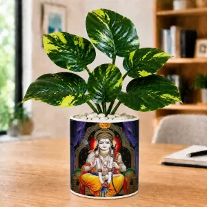 Artificial Tree Ceramic Photo Pot With White Stones 3x4 Inch (F166333)