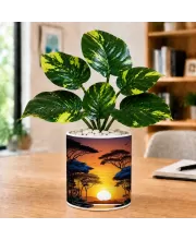Artificial Tree Ceramic Photo Pot With White Stones 3x4 Inch (F166334)