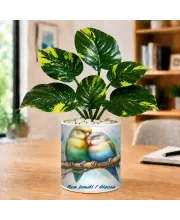 Artificial Tree Ceramic Photo Pot With White Stones 3x4 Inch (F166337)