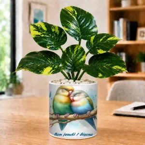 Artificial Tree Ceramic Photo Pot With White Stones 3x4 Inch (F166337) Artificial Tree Ceramic Photo Pot With White Stones 3x4 Inch (F166337)