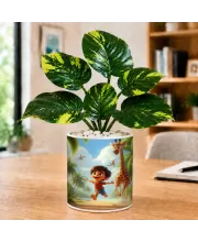 Artificial Tree Ceramic Photo Pot With White Stones 3x4 Inch (F166340)