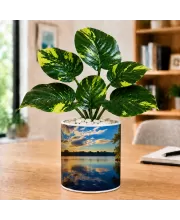 Artificial Tree Ceramic Photo Pot With White Stones 3x4 Inch (F166347)