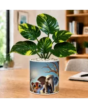 Artificial Tree Ceramic Photo Pot With White Stones 3x4 Inch (F166369)