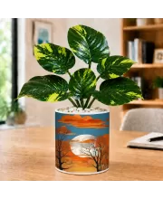 Artificial Tree Ceramic Photo Pot With White Stones 3x4 Inch (F166372)