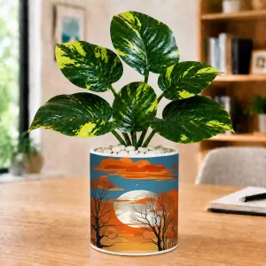 Artificial Tree Ceramic Photo Pot With White Stones 3x4 Inch (F166372) Artificial Tree Ceramic Photo Pot With White Stones 3x4 Inch (F166372)