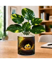 Artificial Tree Ceramic Photo Pot With White Stones 3x4 Inch (F166373)