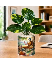 Artificial Tree Ceramic Photo Pot With White Stones 3x4 Inch (F166375)