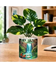 Artificial Tree Ceramic Photo Pot With White Stones 3x4 Inch (F166381)