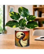 Artificial Tree Ceramic Photo Pot With White Stones 3x4 Inch (F166382)
