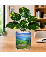 Artificial Tree Ceramic Photo Pot With White Stones 3x4 Inch (F166384)
