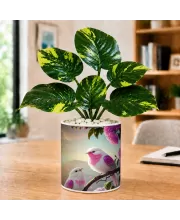 Artificial Tree Ceramic Photo Pot With White Stones 3x4 Inch (F166390)