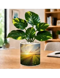 Artificial Tree Ceramic Photo Pot With White Stones 3x4 Inch (F166391)