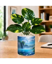 Artificial Tree Ceramic Photo Pot With White Stones 3x4 Inch (F166393)
