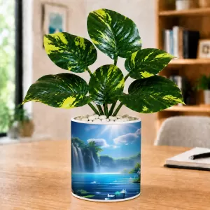 Artificial Tree Ceramic Photo Pot With White Stones 3x4 Inch (F166393) Artificial Tree Ceramic Photo Pot With White Stones 3x4 Inch (F166393)