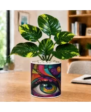 Artificial Tree Ceramic Photo Pot With White Stones 3x4 Inch (F166397)
