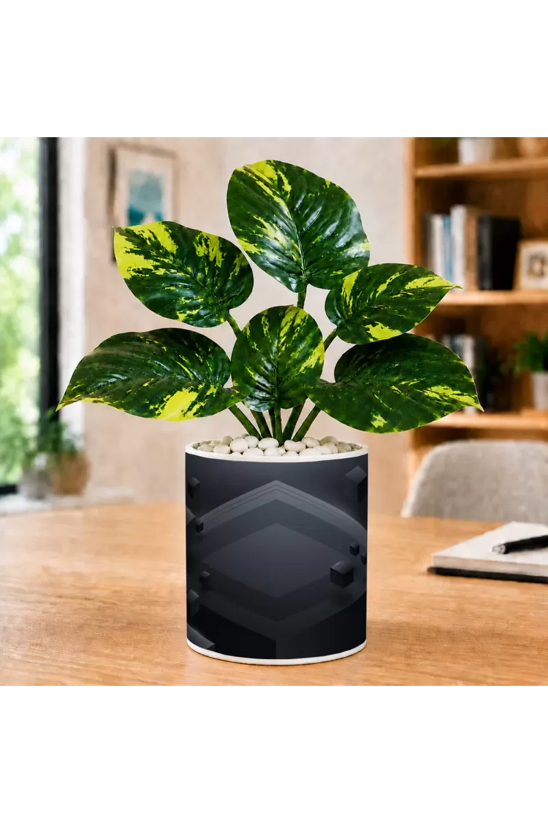 Artificial Tree Ceramic Photo Pot With White Stones 3x4 Inch (F166402)