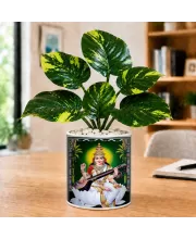 Artificial Tree Ceramic Photo Pot With White Stones 3x4 Inch (F166403)
