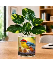 Artificial Tree Ceramic Photo Pot With White Stones 3x4 Inch (F166406)