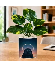 Artificial Tree Ceramic Photo Pot With White Stones 3x4 Inch (F166408)