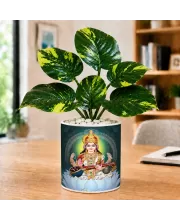 Artificial Tree Ceramic Photo Pot With White Stones 3x4 Inch (F166409)
