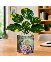 Artificial Tree Ceramic Photo Pot With White Stones 3x4 Inch (F166411)