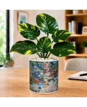 Artificial Tree Ceramic Photo Pot With White Stones 3x4 Inch (F166415)