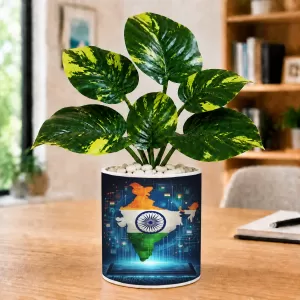 Artificial Tree Ceramic Photo Pot With White Stones 3x4 Inch (F166416) Artificial Tree Ceramic Photo Pot With White Stones 3x4 Inch (F166416)