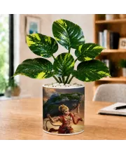 Artificial Tree Ceramic Photo Pot With White Stones 3x4 Inch (F166419)