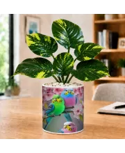 Artificial Tree Ceramic Photo Pot With White Stones 3x4 Inch (F166420)