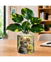 Artificial Tree Ceramic Photo Pot With White Stones 3x4 Inch (F166427)