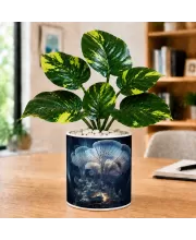 Artificial Tree Ceramic Photo Pot With White Stones 3x4 Inch (F166428)
