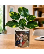 Artificial Tree Ceramic Photo Pot With White Stones 3x4 Inch (F166434)