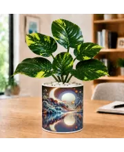 Artificial Tree Ceramic Photo Pot With White Stones 3x4 Inch (F166436)