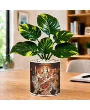 Artificial Tree Ceramic Photo Pot With White Stones 3x4 Inch (F166437)