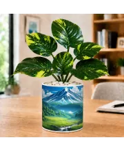 Artificial Tree Ceramic Photo Pot With White Stones 3x4 Inch (F166440)