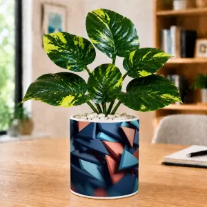 Artificial Tree Ceramic Photo Pot With White Stones 3x4 Inch (F166441)