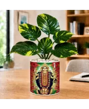 Artificial Tree Ceramic Photo Pot With White Stones 3x4 Inch (F166442)