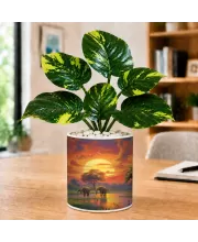 Artificial Tree Ceramic Photo Pot With White Stones 3x4 Inch (F166444)