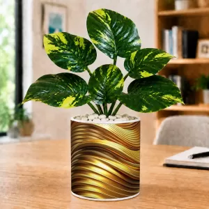Artificial Tree Ceramic Photo Pot With White Stones 3x4 Inch (F166448)