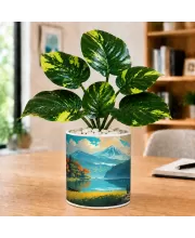 Artificial Tree Ceramic Photo Pot With White Stones 3x4 Inch (F166449)