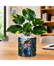 Artificial Tree Ceramic Photo Pot With White Stones 3x4 Inch (F166450)