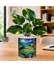 Artificial Tree Ceramic Photo Pot With White Stones 3x4 Inch (F166453)