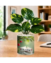 Artificial Tree Ceramic Photo Pot With White Stones 3x4 Inch (F166454)